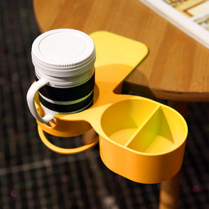 집게형 테이블 컵홀더(옐로우) 책상 정리수납