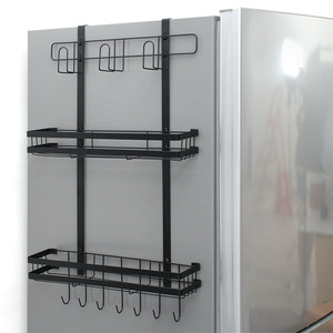 알뜰정리 3단 냉장고걸이 선반(블랙) 냉장고거치대