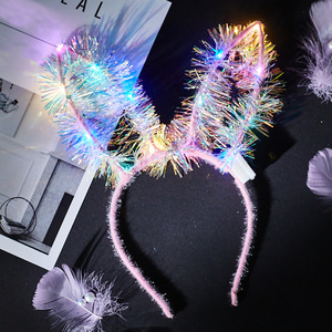 트윙클 LED 토끼 머리띠 4p세트 야광 귀여운머리띠